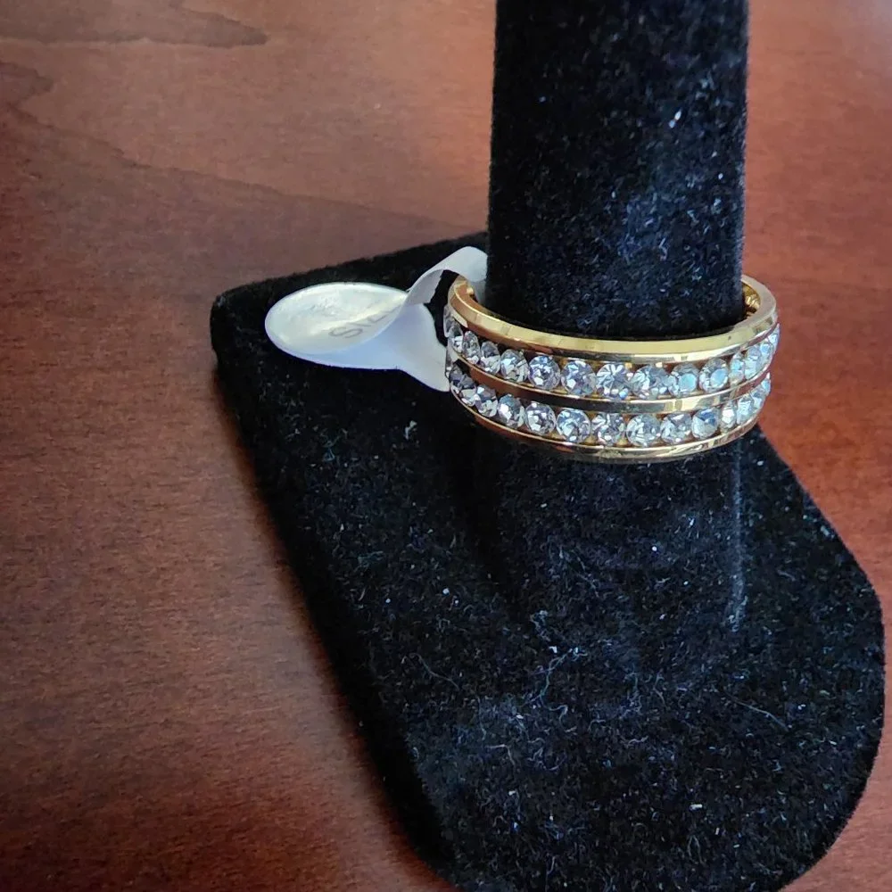 Double Row Diamond Simulant Eternity Band - Picture 2 of 2